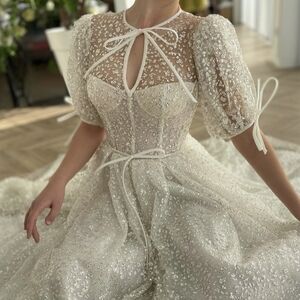 Teuta Matoshi Cream Lace Maxi Dress